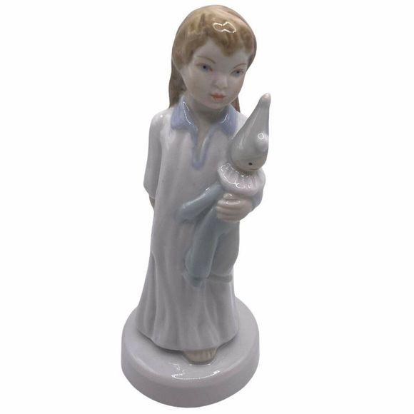 ROYAL DUX CZECH HAND PAINTED  PORCELAIN GIRL WITH CLOWN FIGURINE 6" - Picture 3 of 9